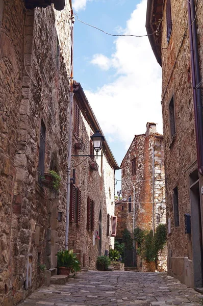 Rua Típica Antiga Vila Medieval Montefioralle Toscana Itália — Fotografia de Stock