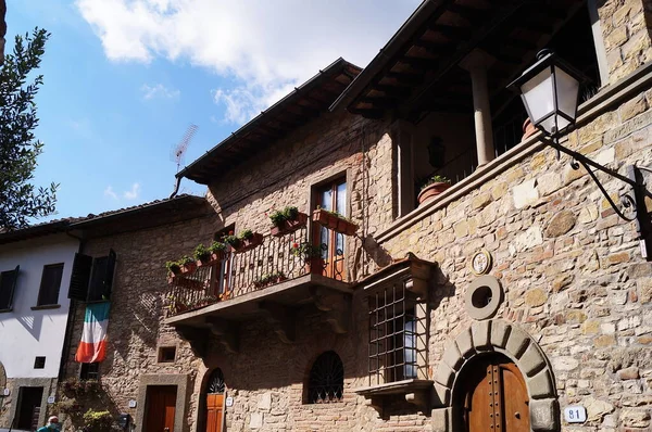 Widok Starożytnej Średniowiecznej Wioski Montefioralle Toskania Włochy — Zdjęcie stockowe