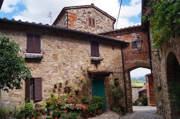 Blick Auf Das Antike Mittelalterliche Dorf Montefioralle Toskana Italien — Stockfoto