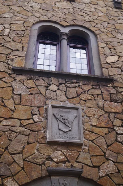 Facciata Palazzo Nell Antico Borgo Medievale Montefioralle Toscana Italia — Foto Stock