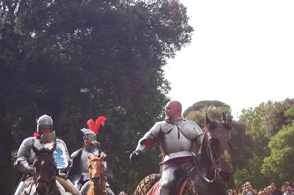 Mittelalterliche Ritter Bei Den Carnasciale Spielen Florenz — Stockfoto