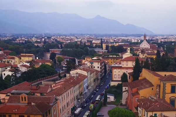 Vista Aérea Desde Torre Inclinada Ciudad Pisa Atardecer Toscana Italia —  Fotos de Stock