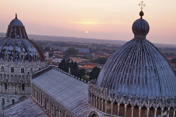 Gün Batımında Toskana Talya Daki Eğik Kuleden Pisa Nın Katedrali — Stok fotoğraf