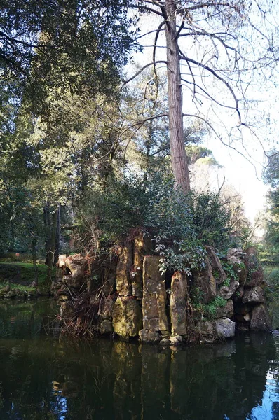 Vijver Het Park Van Villa Stibbert Florence Italië — Stockfoto