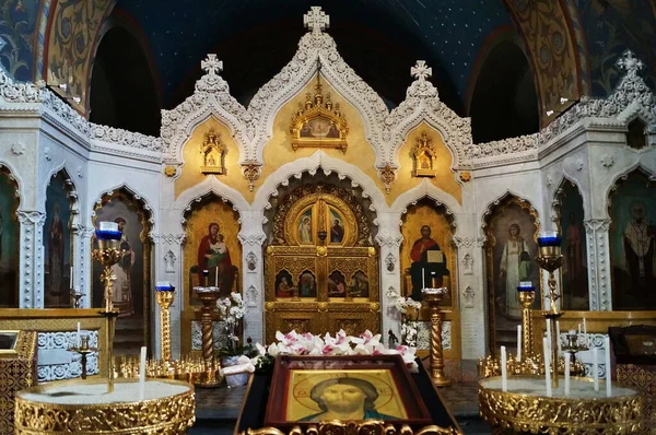 Iconostase Russisch Orthodoxe Geboortekerk Florence Italië — Stockfoto