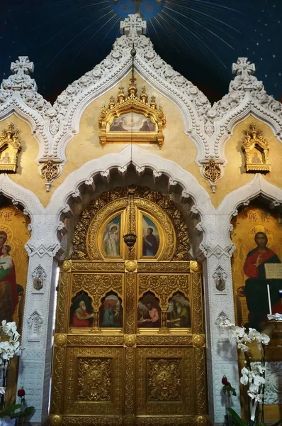 Iconostasis Dentro Iglesia Ortodoxa Rusa Natividad Florencia Italia —  Fotos de Stock