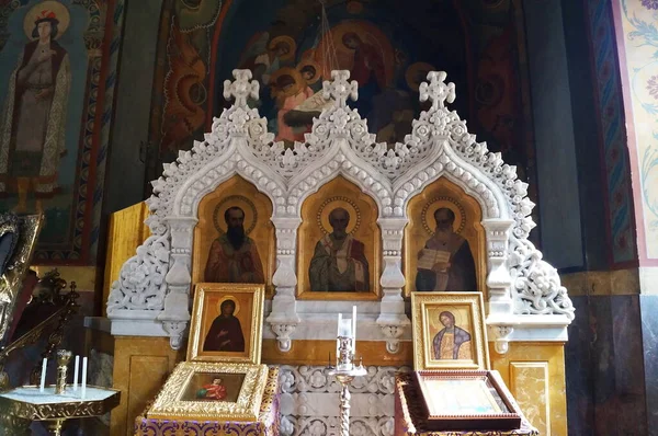 Icoane Biserica Ortodoxă Rusă Nașterii Domnului Din Florența Italia — Fotografie, imagine de stoc