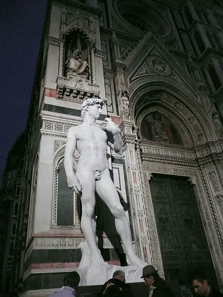 Eine kopie der statue von david von michelangelo vor dem dom in florenz, italien — Stockfoto