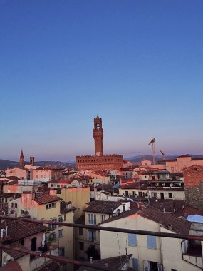 Palazzo vecchio günbatımı, Floransa, İtalya