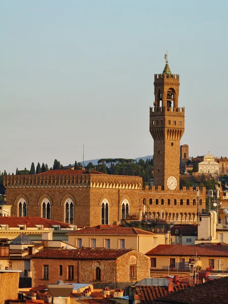 Chiesa di Orsanmichele e Palazzo Vecchio al tramonto, Firenze — Foto Stock