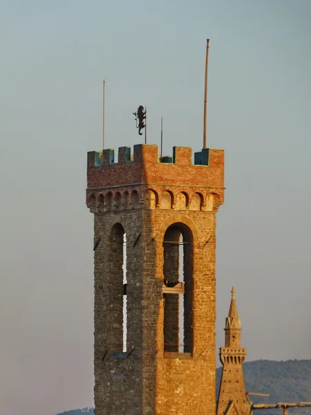 Torre del Palacio del Bargello al atardecer, Florencia, Italia —  Fotos de Stock
