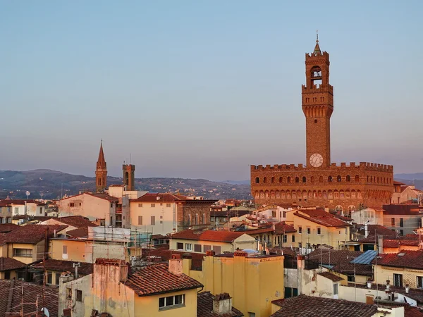 Palazzo vecchio günbatımı, Floransa, İtalya — Stok fotoğraf