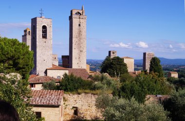 Kule Köyü nün tarihi San Gimignano, Toskana, İtalya