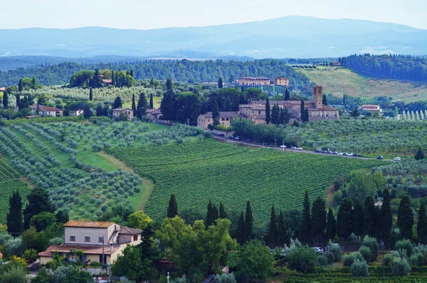Kırsal etrafında San Gimignano, Toskana, İtalya