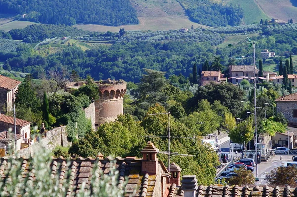 Landsbygden runt San Gimignano, Toscana, Italien — Stockfoto