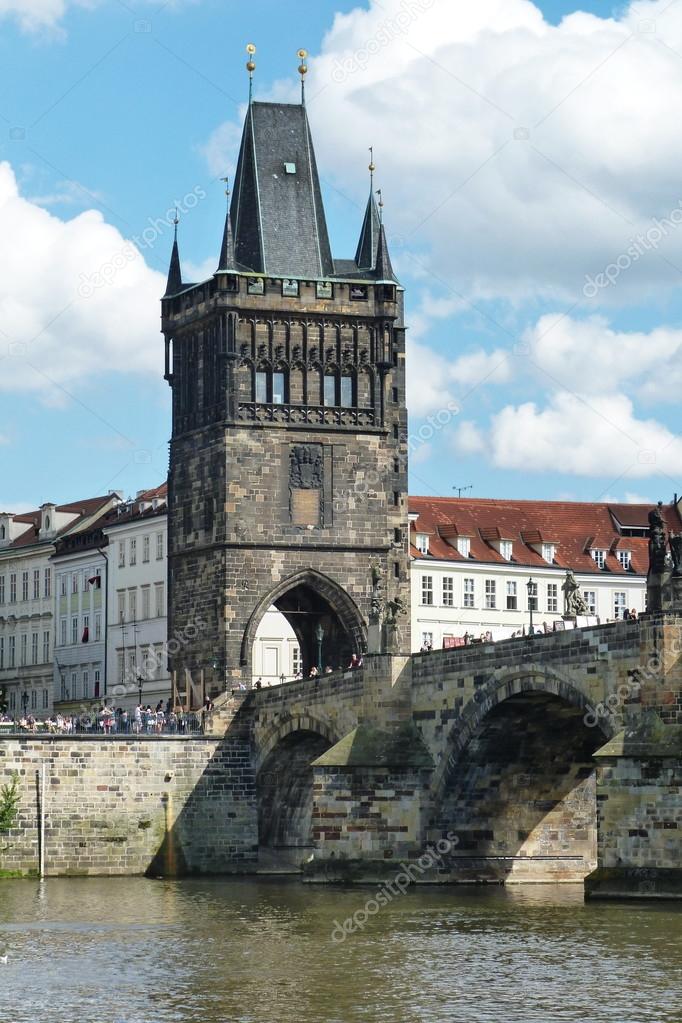 Charles Bridge and the Powder Tower in Prague, Czech Republic