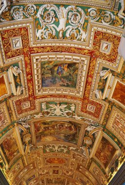 Ceiling in a corridor of the Vatican Museums, Rome, Italy