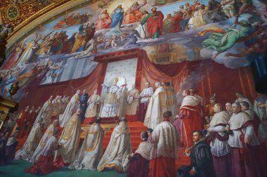 Frescoes in the corridors of the Vatican Museums, Rome, Italy