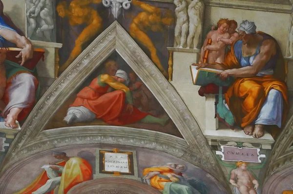 Frescos de Michelangelo na Capela Sistina, Roma, Itália — Fotografia de Stock