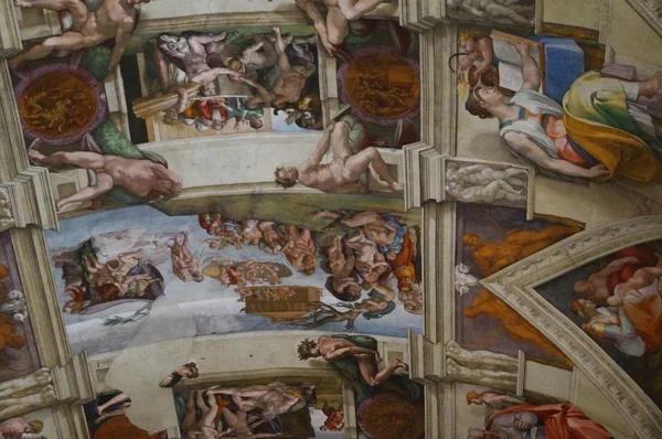 Frescos de Michelangelo na Capela Sistina, Roma, Itália — Fotografia de Stock