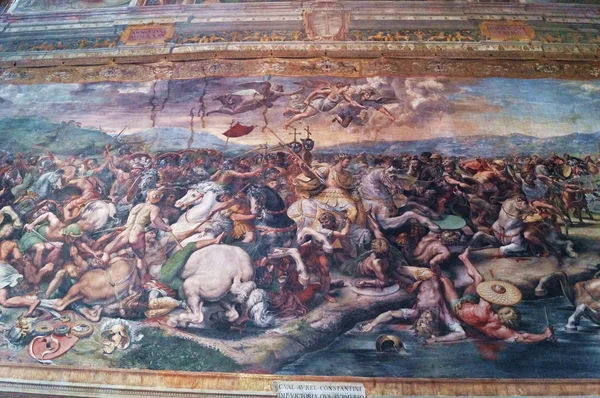 Frescos nos corredores dos Museus do Vaticano, Roma, Itália — Fotografia de Stock