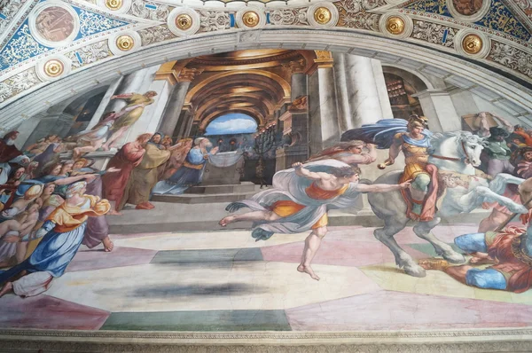 L'espulsione di Eliodoro dal Tempio, Stanze di Raffaello, Musei Vaticani, Roma, Italia — Foto Stock