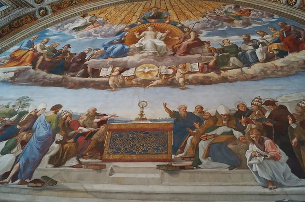 Disputa del Santissimo Sacramento, Sala della Segnatura, Sale Raffaello, Musei Vaticani, Roma, Italia — Foto Stock