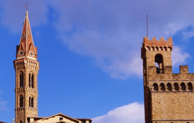 Palazzo Bargello Kulesi ve Badia Fiorentina Belltower, Florence, İtalya