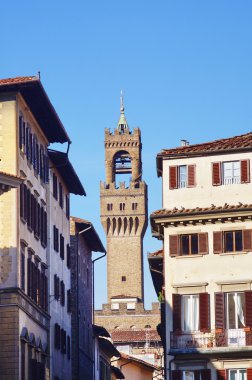 Kule palazzo vecchio görünümünün meydanından santa croce, florence, İtalya