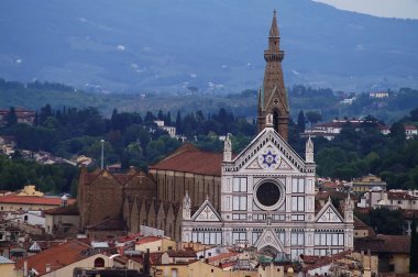 Santa Croce kiliseden çan kulesi Giotto, Floransa, İtalya havadan görünümü