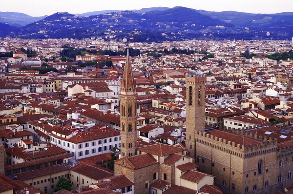 Pohled na Florencii z Itálie Toskánsko Arnolfo věž Palazzo Vecchio — Stock fotografie