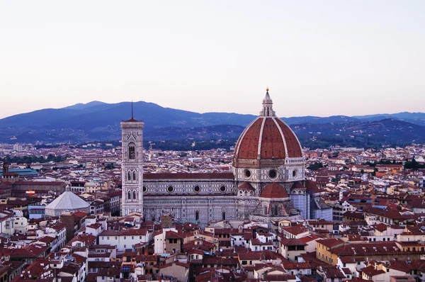 Uitzicht op de kathedraal van Florence van de Arnolfo toren van Palazzo Vecchio Florence Toscane Italië — Stockfoto