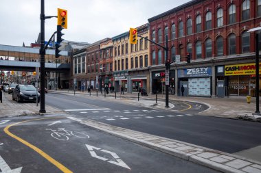 Ottawa, Ontario, Canada - December 22, 2020: A stretch of Rideau Street by the CF Rideau Centre shopping mall which recently reopened after 5 years of construction and the repair of a 2015 sinkhole.