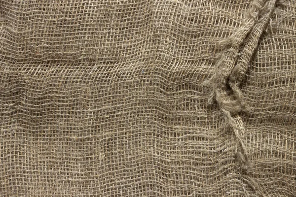 Texture Crumpled Natural Burlap Close — Stock Photo, Image