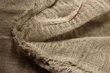 Buruşuk doğal çuval bezi dokusu..