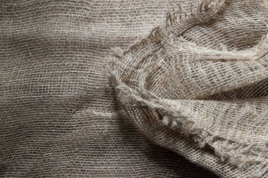 Buruşuk doğal çuval bezi dokusu..