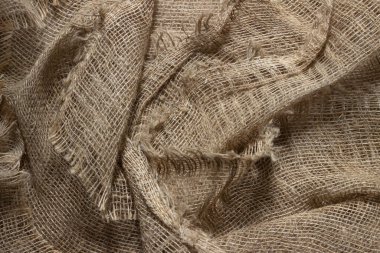 Buruşuk doğal çuval bezi dokusu..