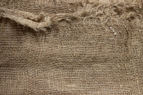 Texture Crumpled Natural Burlap Close — Stock Photo, Image