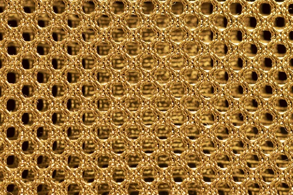 Gold Double Shiny Braided Metal Mesh Black Background — Stock Photo, Image