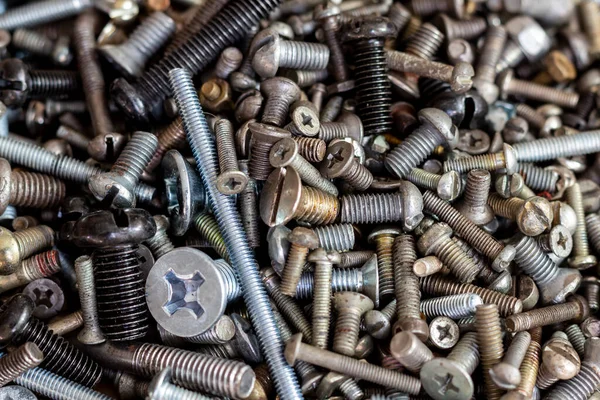 Bir sürü vida, farklı boyutlarda ve çaplarda, farklı yuvalarda..