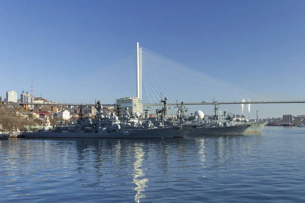 Владивосток Россия Января 2020 Военные Корабли Тихоокеанского Флота Крейсер Фрегат — стоковое фото