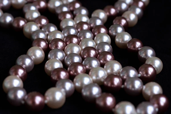 Necklace Pearls Different Colors Black Velvet — Stock Photo, Image