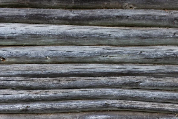 Pared Una Antigua Casa Madera Hecha Oscuros Troncos Erosionados Tradicional — Foto de Stock