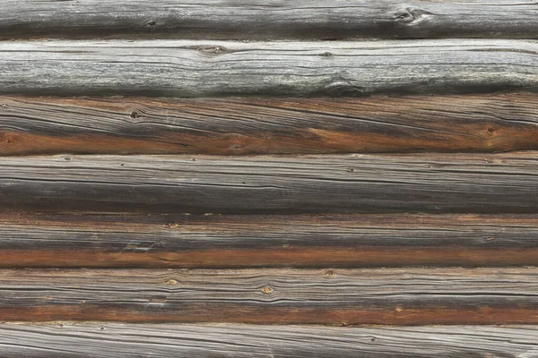 Pared Una Antigua Casa Madera Hecha Oscuros Troncos Erosionados Tradicional — Foto de Stock