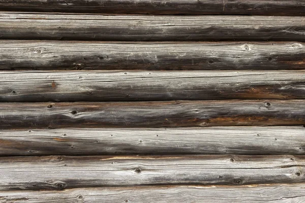 Pared Una Antigua Casa Madera Hecha Oscuros Troncos Erosionados Tradicional — Foto de Stock