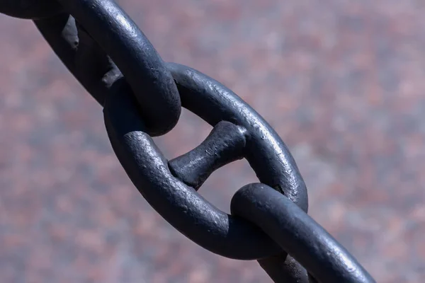 Old Rusty Chain Peeling Paint Ship Chain Fence Embankment Petersburg — Stock Photo, Image