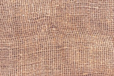 Büyük hücreli doğal çuval bezi. Kabaca örülmüş kumaş dokusu ağ ve liflerle.