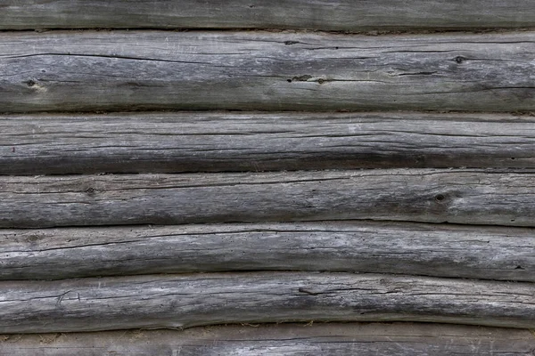 Pared Una Antigua Casa Madera Hecha Oscuros Troncos Erosionados Tradicional — Foto de Stock