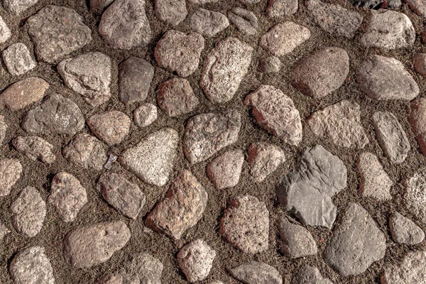 Een Weg Geplaveid Met Natuurlijke Afgeronde Steen Natuurlijke Tegels Met — Stockfoto