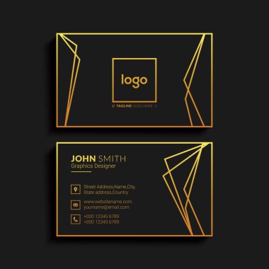Yaratıcı kartvizit tasarımı. Lüks vektör kartvizit şablonu. Altın tasarımlı kaliteli harf logosu. Zarif kurumsal kimlik.